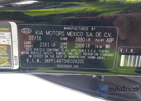 2017 Kia Forte S from USA, damaged, VIN 3KPFL4A75HE024205